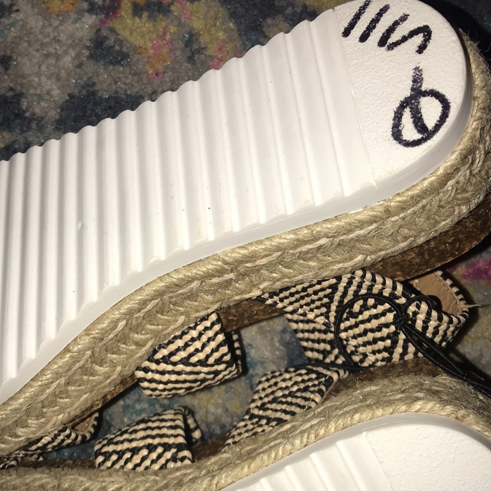 Steve Madden Kimmie Open Toe Casual Espadrille Sandals in tan and black - Picture 10 of 13